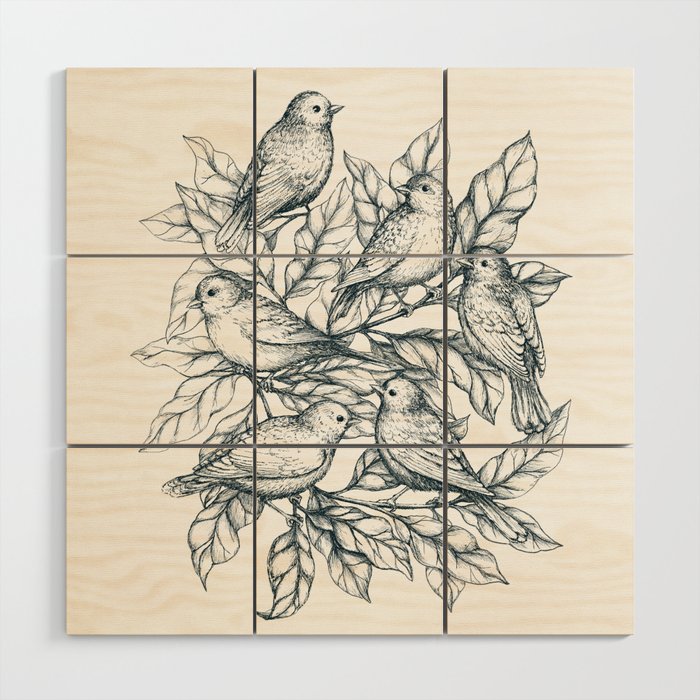 Autumn Birds Wood Wall Art