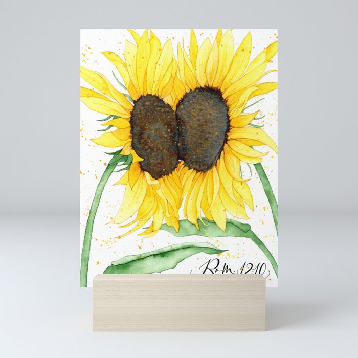 sunflower watercolor art Mini Art Print