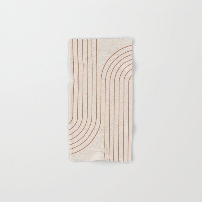 Minimal Line Curvature VI Earthy Natural Mid Century Modern Arch Abstract Hand & Bath Towel