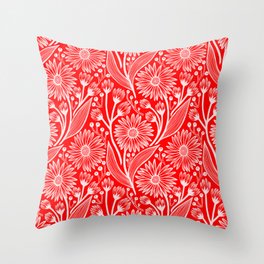 Scarlet Red Coneflowers Throw Pillow