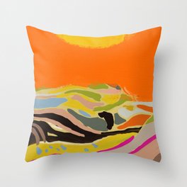sun hills abstract landscape Throw Pillow