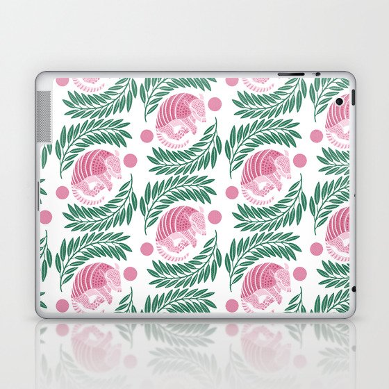 Sleepy Armadillo – Pink and Green Pattern Laptop & iPad Skin