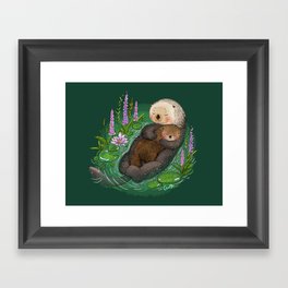 Sea Otter Mother & Baby Framed Art Print