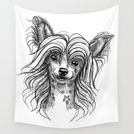 Cute little Chinese crested puppy. Wall Tapestry