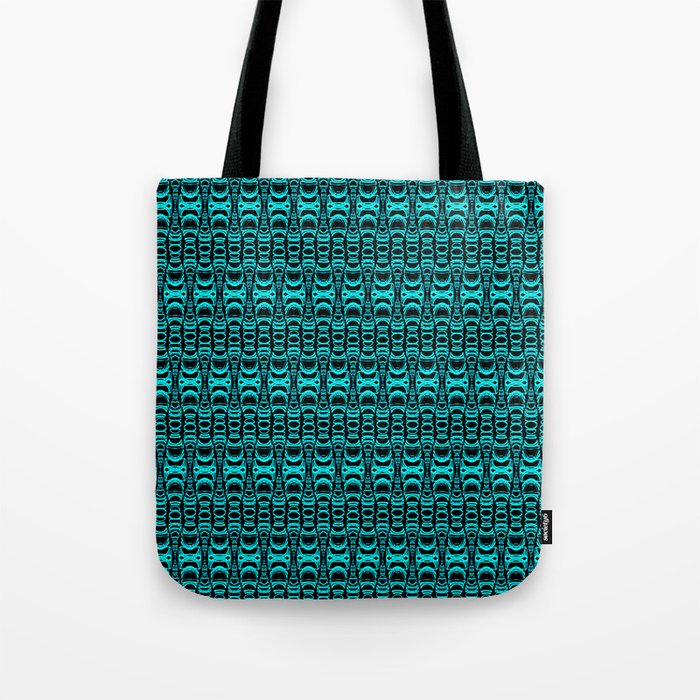 Abstract Pattern Dividers 07 in Turquoise Black Tote Bag
