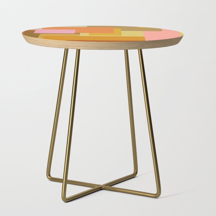 Shapes in Burnt Orange, Pink, and Yellow Side Table