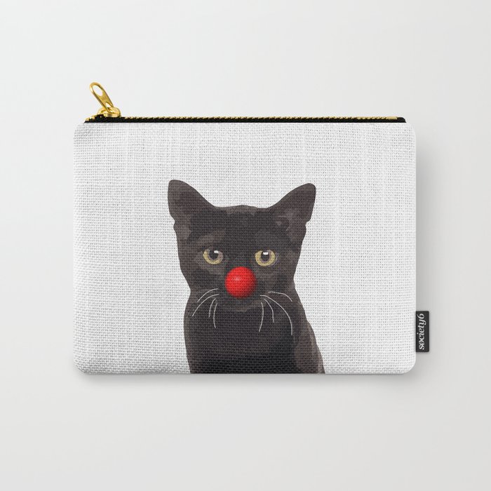 Black Cat Red Clown nose Carry-All Pouch