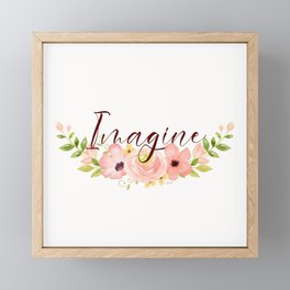 Imagine Woodland Watercolor Floral - One Little Word Collection Framed Mini Art Print