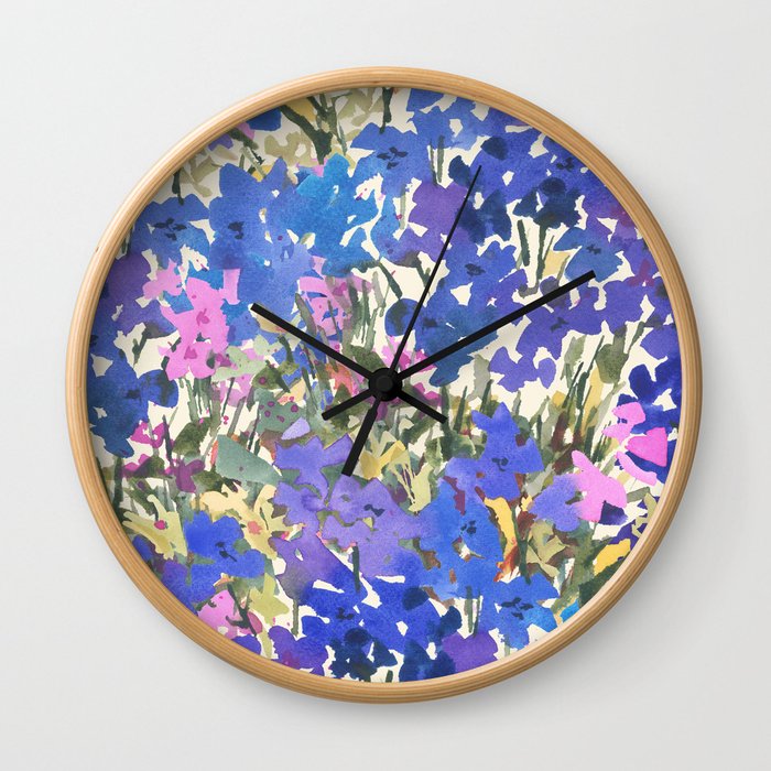 Blue Periwinkle Wildflowers Wall Clock