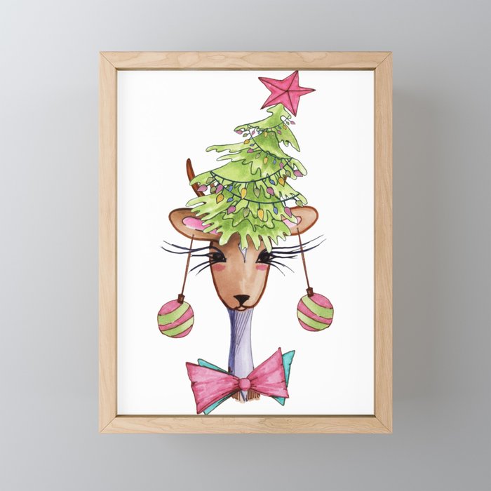 Fashion Christmas Deer 1 Framed Mini Art Print
