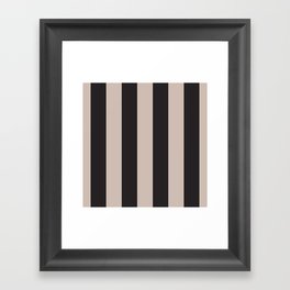Onyx Black and Ivory Cabana Poolside Vertical Stripes Framed Art Print