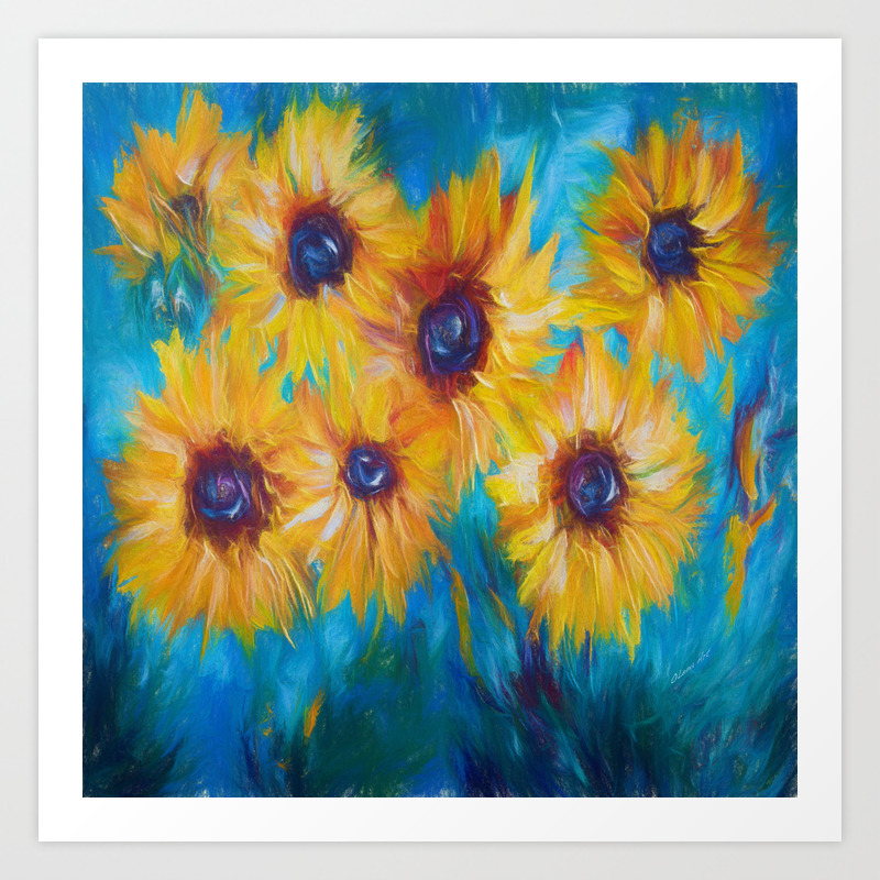 Impressionistic Sunflowers Art Print By Olenaart Society6