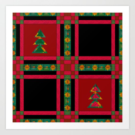 Christmas. Patchwork . Art Print