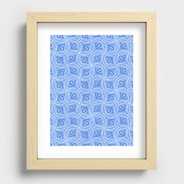 Textured Fan Tessellations in Periwinkle Blue and White Recessed Framed Print