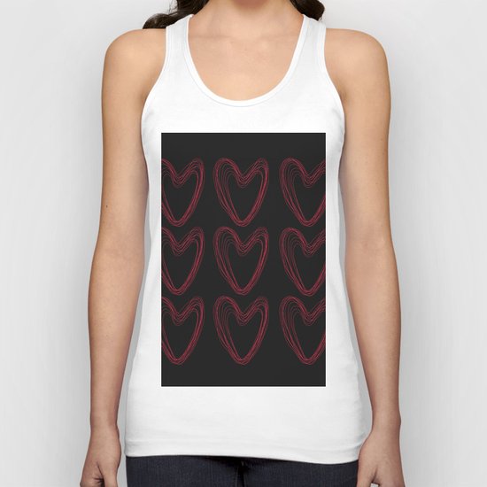 Red Hearts Unisex Tank Top