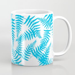 Turquoise Silhouette Fern Leaves Pattern Mug