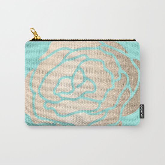 Rose in White Gold Sands on Tropical Sea Blue Carry-All Pouch