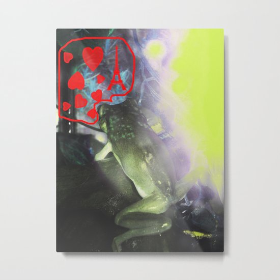 Frog in a Karaoke singing about Love and Paris Metal Print