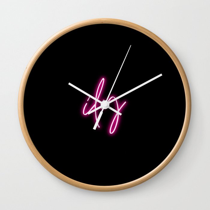 ILY I Love You Baby Pink Neon Sign  Wall Clock