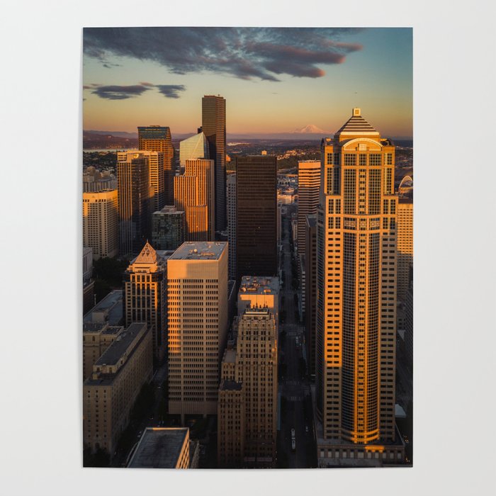 Downtown Seattle Sunset Poster
