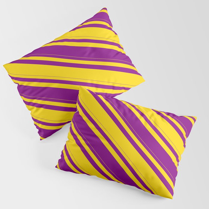 Yellow and Purple Colored Stripes/Lines Pattern Pillow Sham