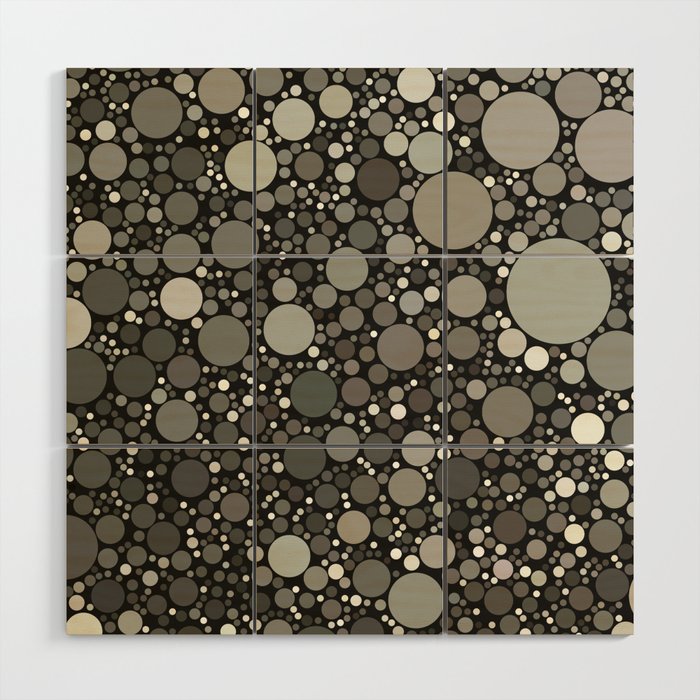 Warmer Shades of Grey Polka Dots Bubble Pattern Wood Wall Art