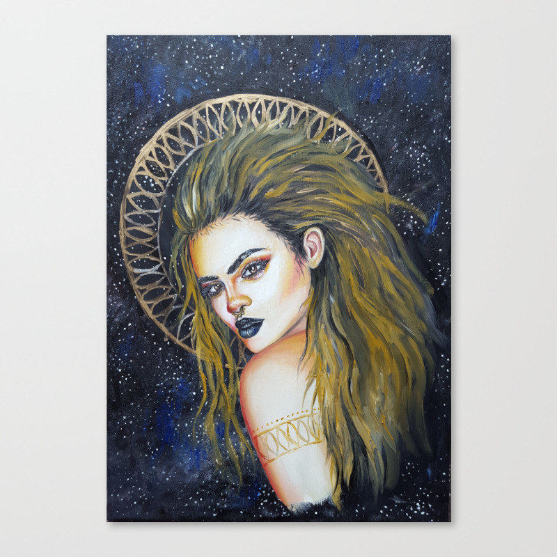 Henna Pattern Acrylic Portrait Canvas Print By Kathryn Yates1