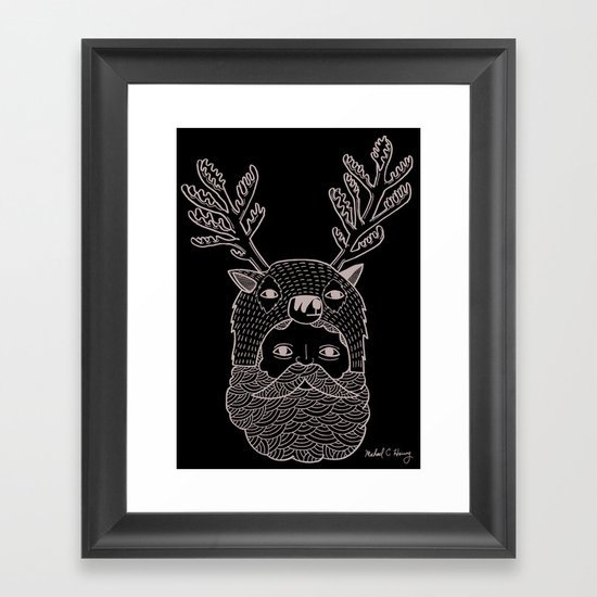 Portrait of Northern Deer Man Framed Art Print