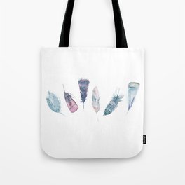 Watercolor feather collection in blue and pink Tote Bag