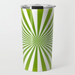 Green and White Sunburst Pattern Travel Mug