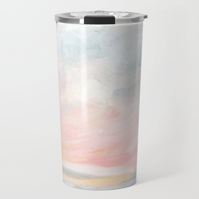 Overwhelm - Pink and Gray Pastel Seascape Travel Mug