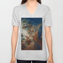 Space Nebula, Star and Space, A View of Galaxy and Outerspace Unisex V-Neck
