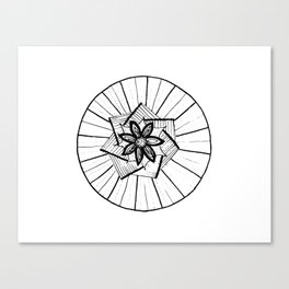 Geometric black and white mandala flower Canvas Print