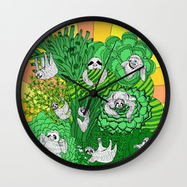 Sloths and Succulents Wall Clock