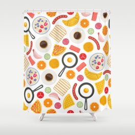 Breakfast Food Symbols Seamless Background Pattern Shower Curtain