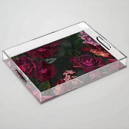 Vintage & Shabby Chic - Night Botanical Flower Roses Garden Acrylic Tray