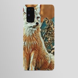Elegant arctic fox sitting on tree log Android Case