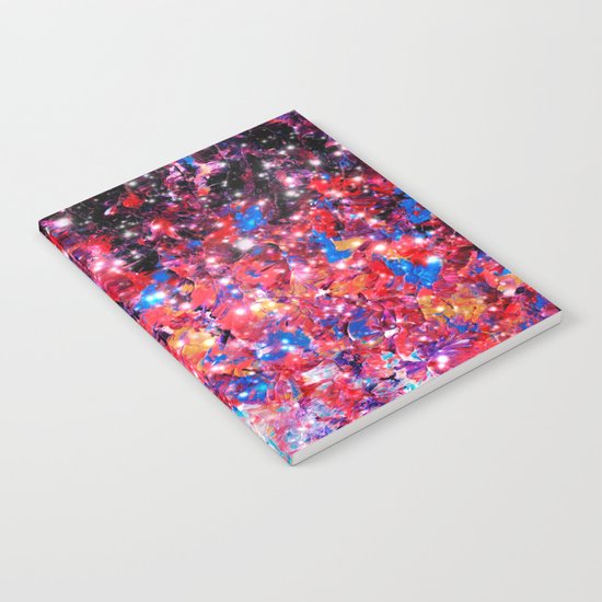 WRAPPED IN STARLIGHT Bold Colorful Abstract Acrylic Painting Galaxy Stars Pink Red Purple Ombre Sky Notebook