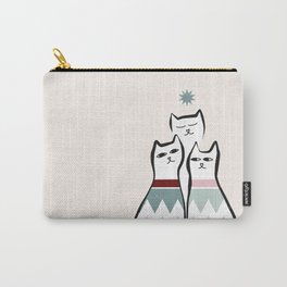 Merry Christmas Tree line-art with Cats Carry-All Pouch | Holiday, Cats, Hand Drawn, Drawing, Tree, Ugly Jumper, Dominiquevari, Fun, Decor, Cat 