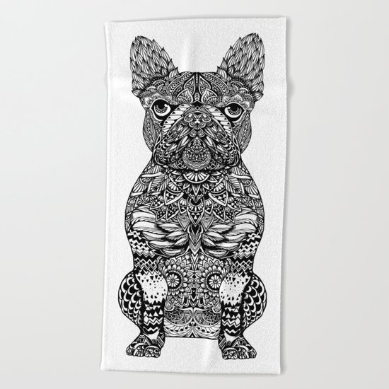 Mandala Frenchie Beach Towel