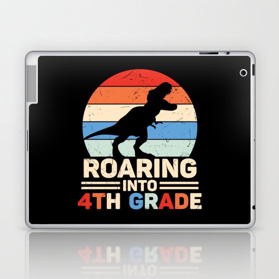 Roaring Into 4th Grade Vintage Dinosaur Laptop & iPad Skin