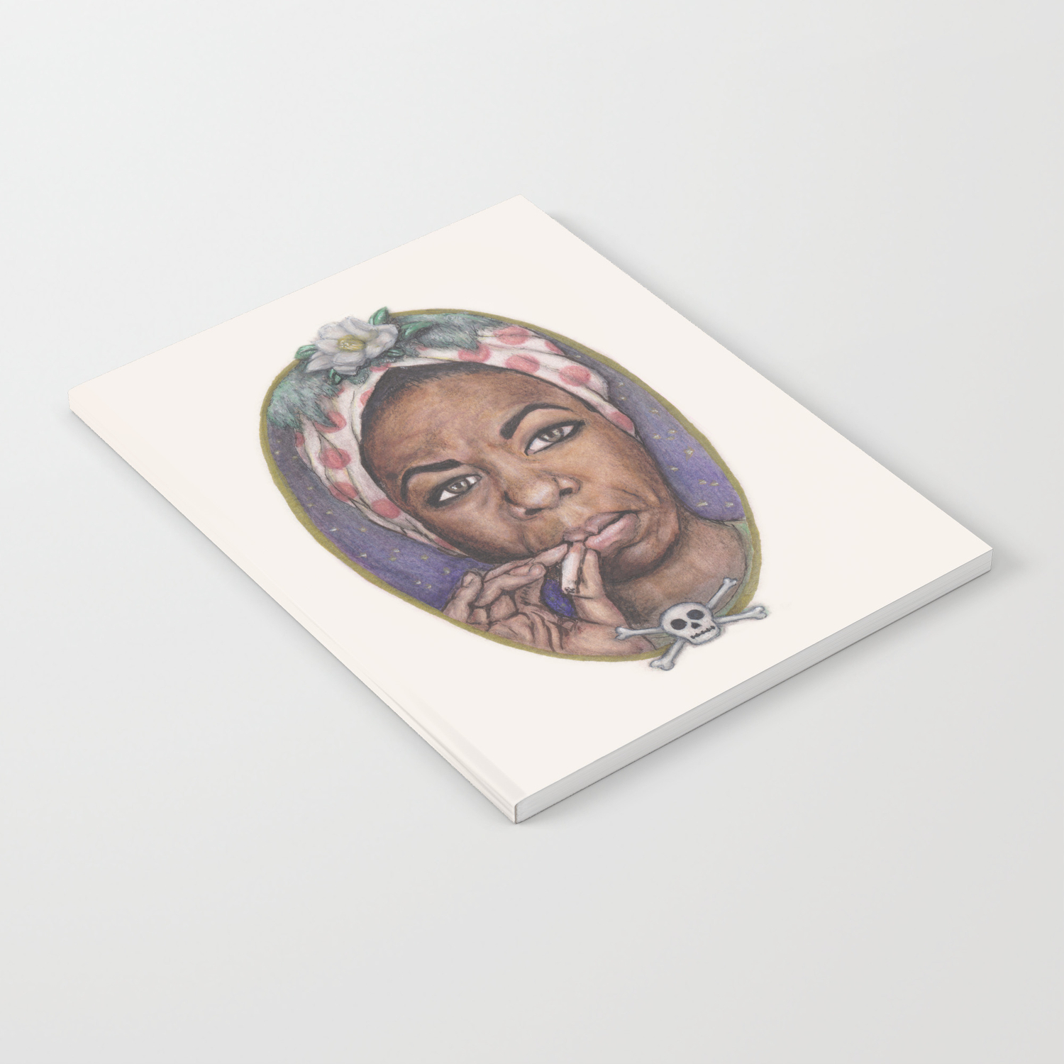Watercolor Painting Of Nina Simone Notebook By Whiskey Dogstudio