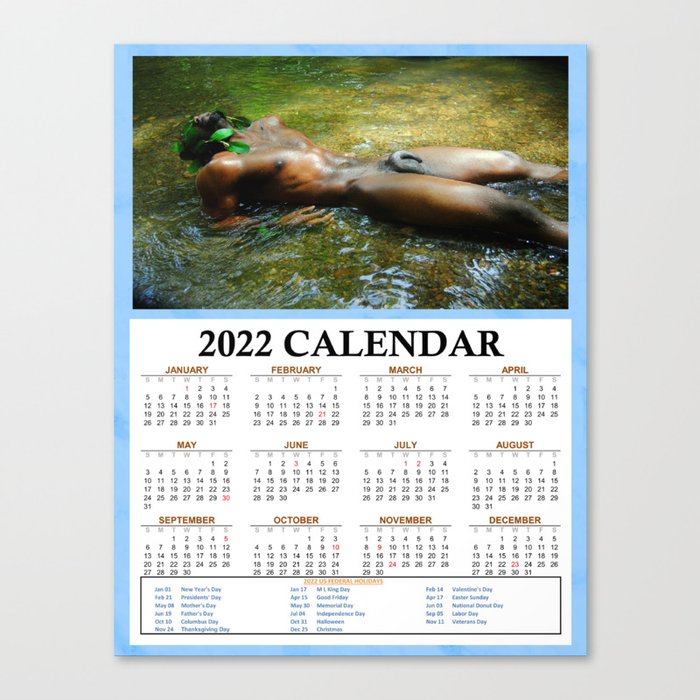 2022male calendar Canvas Print by concharts Society6