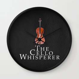 The Cello Whisperer - On black leather texture Wall Clock