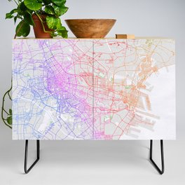 Tianjin City Map of China - Colorful Credenza