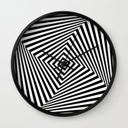 Op art rotating square in black and white Wall Clock