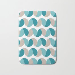 Abstract geometric waves teal & cream Bath Mat | Geometric, Abstract, Graphicdesign, Digital, Women, 1960S, Style, 60S, Fashion, Pastel 
