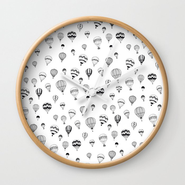 Hand-drawn 'Hot Air Balloon' design Wall Clock