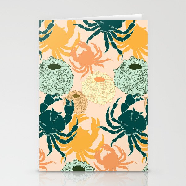 Sea theme tropical crab and shells Stationery Cards