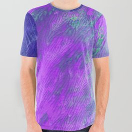 Cosmic Abstract Painting with Purple Teal and Blue All Over Graphic Tee